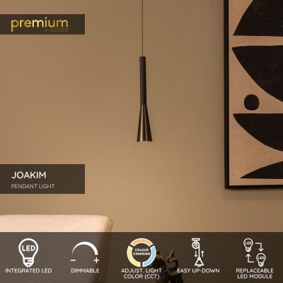 Lucide JOAKIM - Pendant light - Ø 7,7 cm - LED Dim. - CCT - 1x7W 2700K/4000K - With replaceable LED module - Coffee - Premium